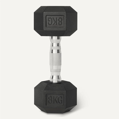 Draiv Basics Rubber Encased Hex Dumbbells Set – 2 x 8 kg | Non-Slip Grip | Home Gym Weight Training