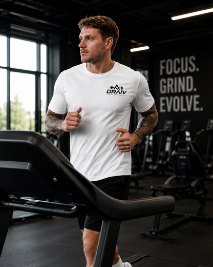 DraivStore Draiv Evolve T-Shirt shown in black with graphic design, casual fit, and crew neckline.