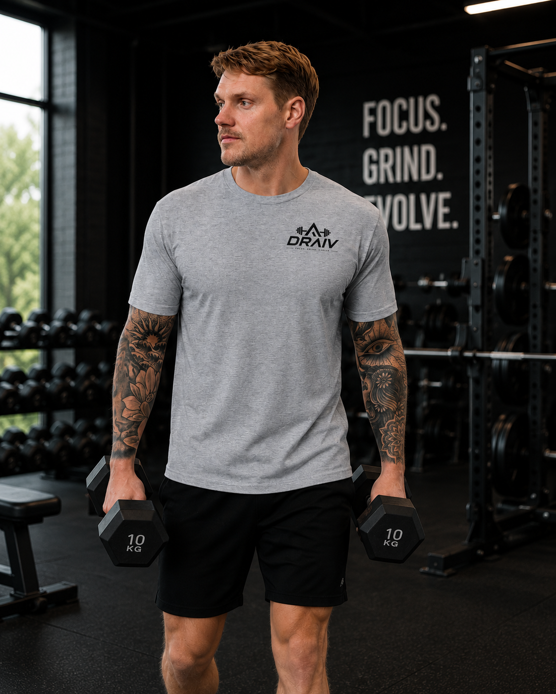 DraivStore Draiv Evolve T-Shirt in black with graphic print, casual short-sleeve design, comfortable fit for everyday wear