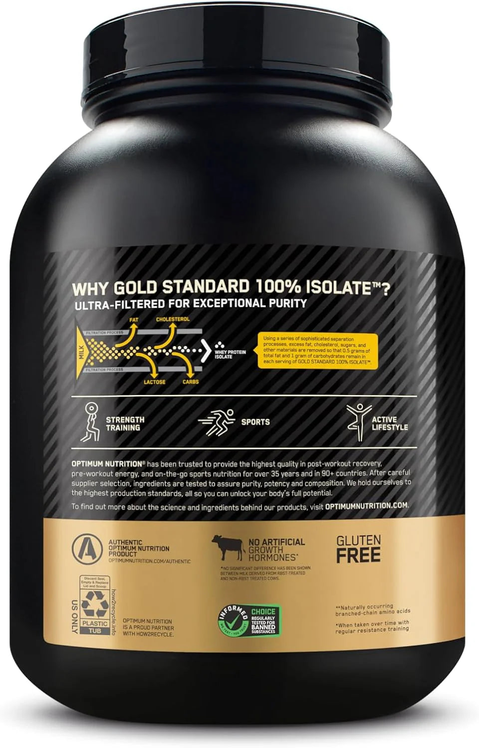 Optimum Nutrition Gold Standard 100% Isolate Whey Protein Powder – Chocolate Bliss, 3 lb (44 Servings)