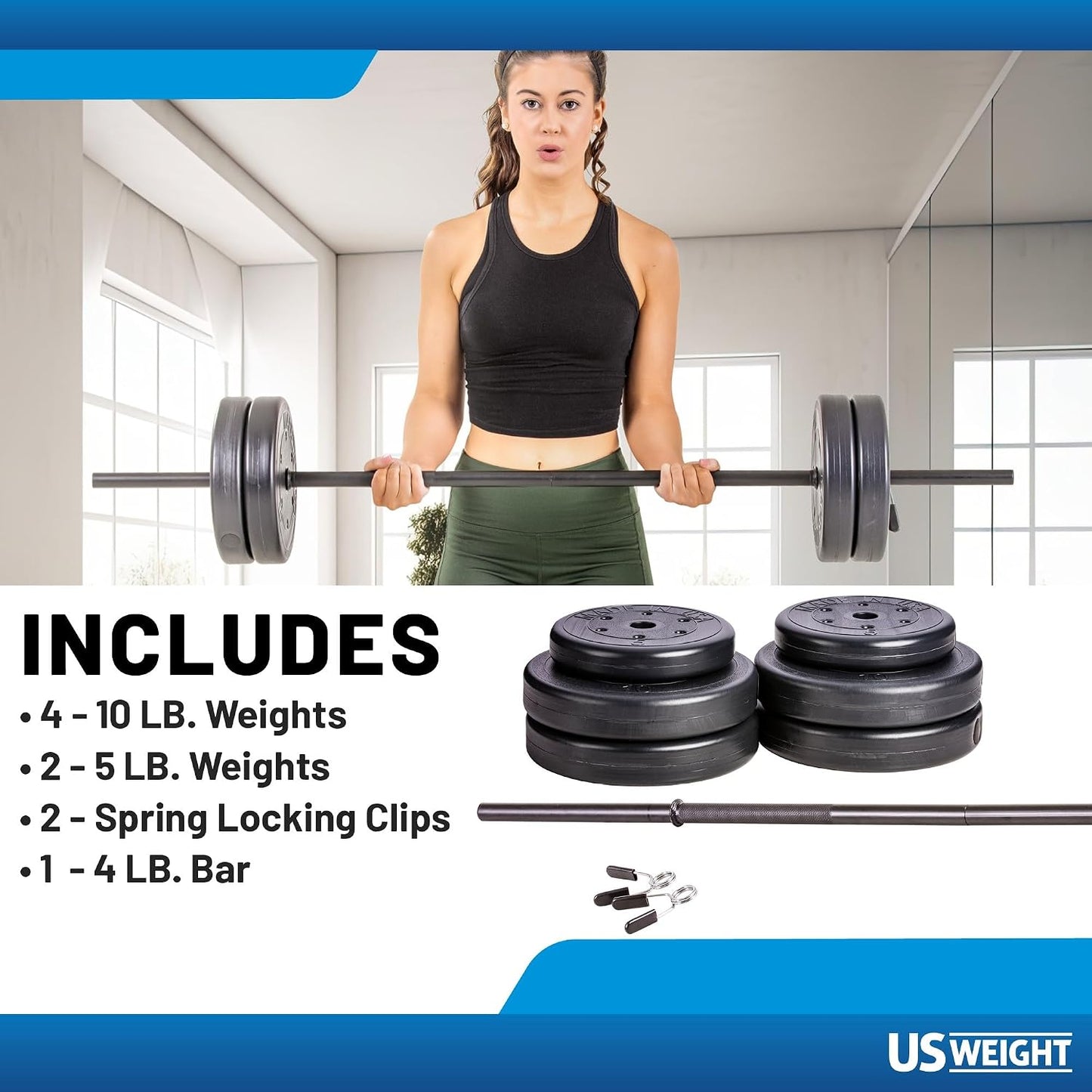 Barbell Set for Home Gym – Strength Training Weight Set Made in USA