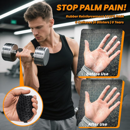 Professional Weightlifting Grips - Rubber Callus Protection for Pull-Ups, Gymnastics, and Cross Training - Non-Slip Palm Gloves for Men and Women