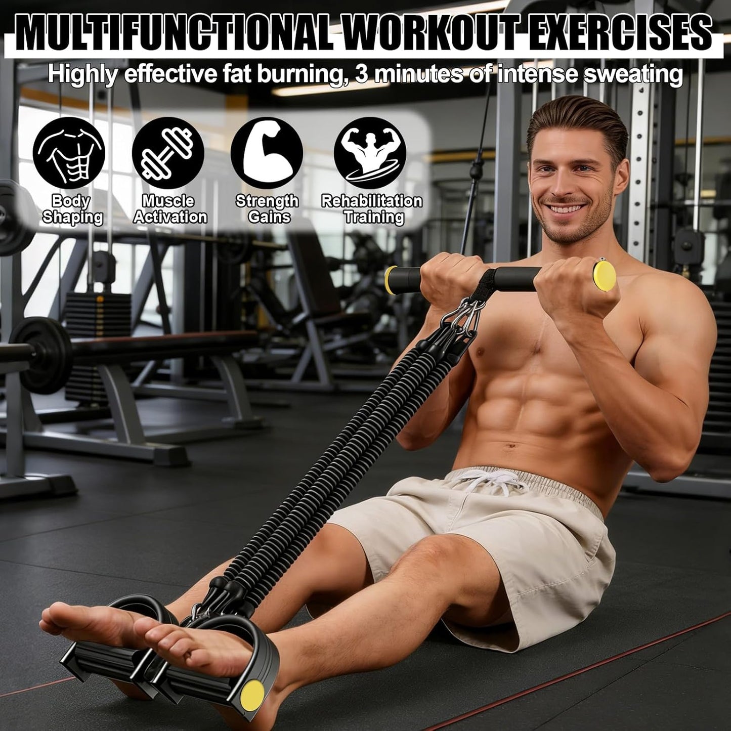 Pedal Resistance Band Trainer – Adjustable Resistance Pull Rope for Abs, Arms, Legs & Home Workouts