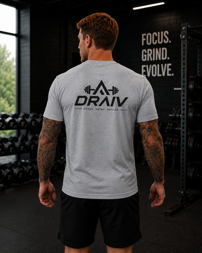 DraivStore Draiv Evolve T-Shirt in black with graphic design, short-sleeve casual T-shirt for everyday wear.