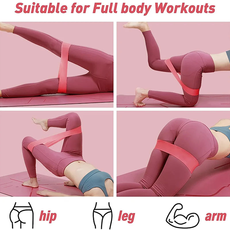 Five-Piece Yoga Elastic Resistance Band Set for Fitness and Hip Training