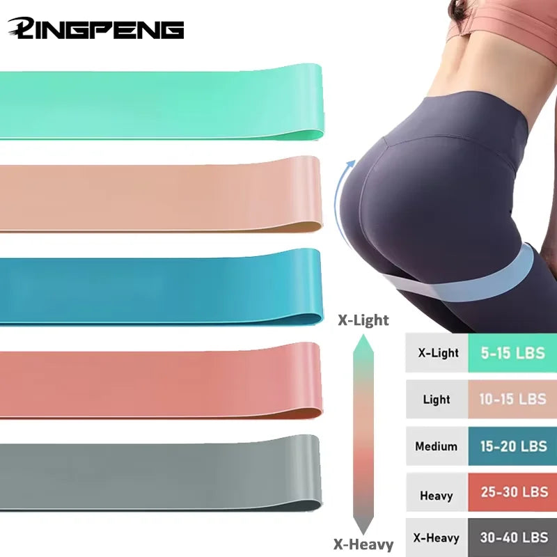 Five-Piece Yoga Elastic Resistance Band Set for Fitness and Hip Training