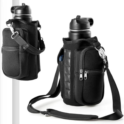 Magnetic Gym Water Bottle Holder Bag with Phone Pocket, Adjustable Shoulder Strap & 6 Strong Magnets